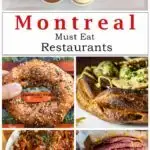 Pinterest image: five images of Montreal food with caption reading 'Montreal Must Eat Restaurants'