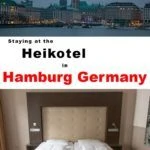 Pinterest image: two images of Hamburg with caption ‘Staying at the Heikotel in Hamburg Germany’