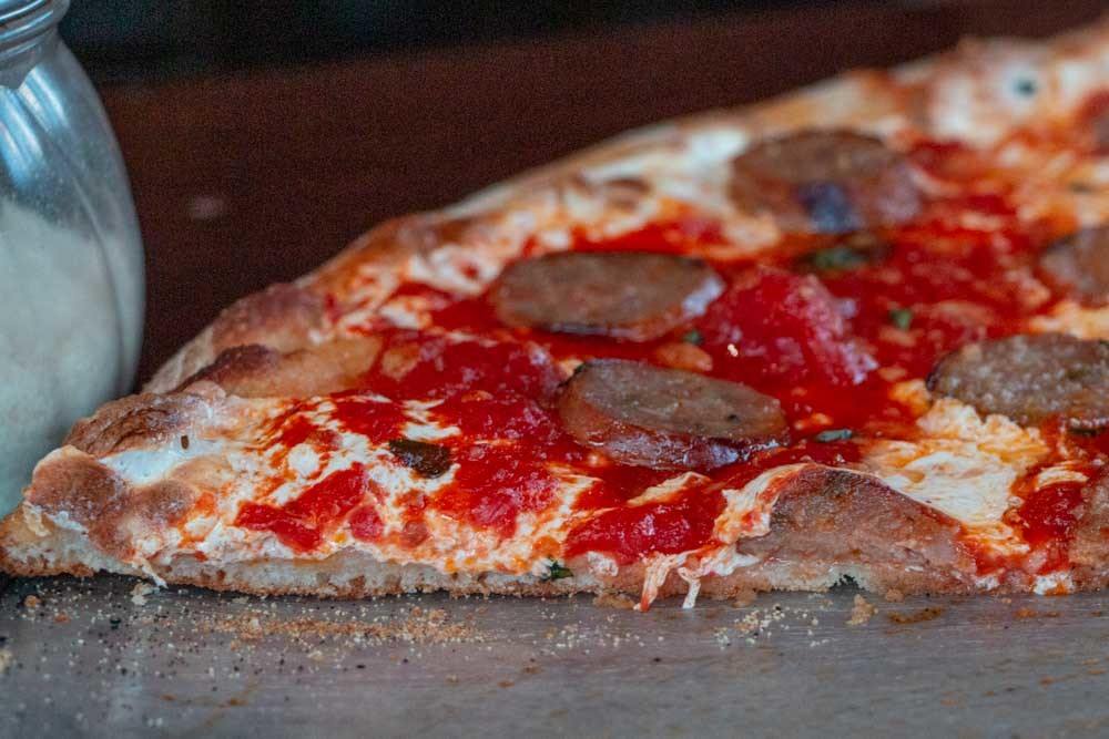 Sausage Pizza at Nonnas Old Fashioned Pizzeria in Staten Island
