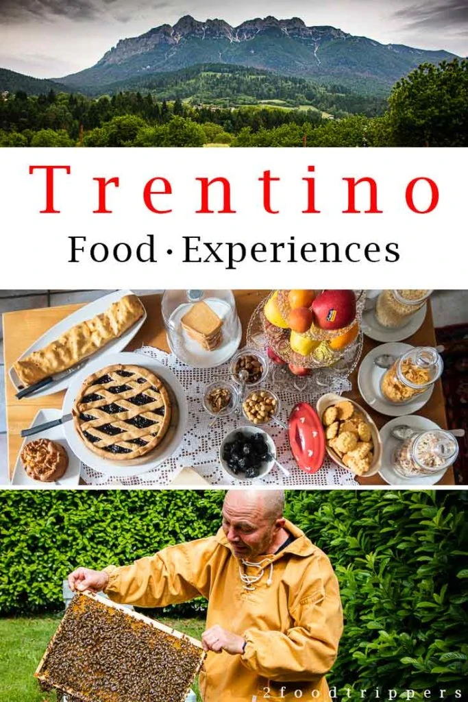Pinterest image: three images of Trentino with caption reading 'Trentino Food Experiences'