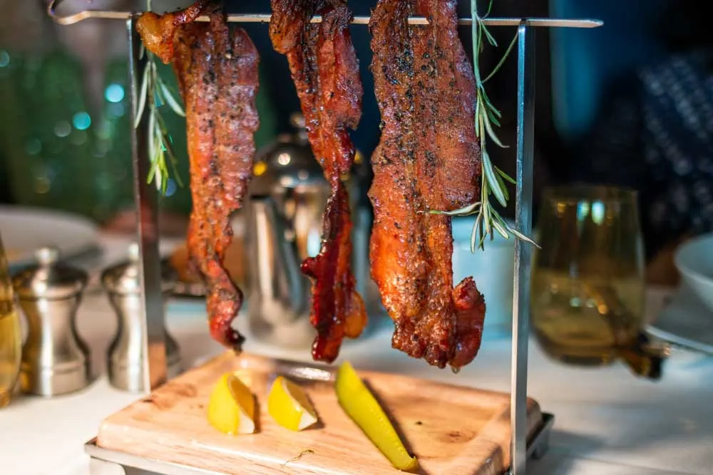 Clothesline Candied Bacon at Pinnacle Grill on Nieuw Statendam Holland America Norway Cruise