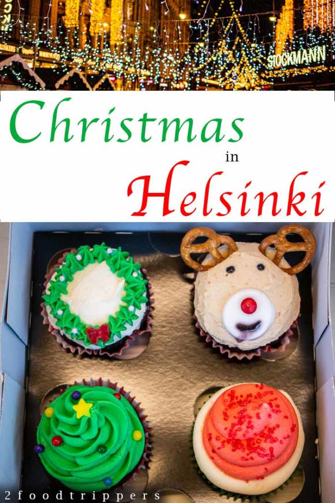Pinterest image: two images of Helsinki with caption reading 'Christmas in Helsinki'