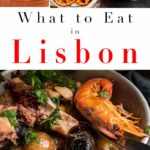 Pinterest image: four images of Lisbon with caption reading 'What to Eat in Lisbon'