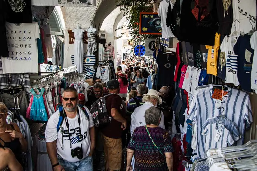 Crowded Thera Street in Santorini