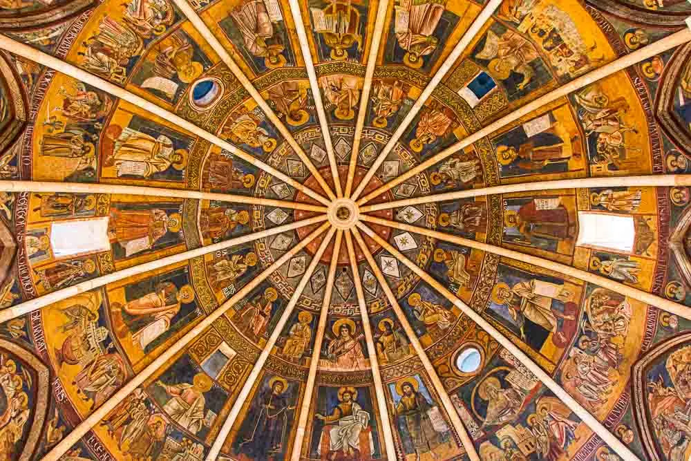 Painted Ceiling inside the Baptistery of Parma Italy