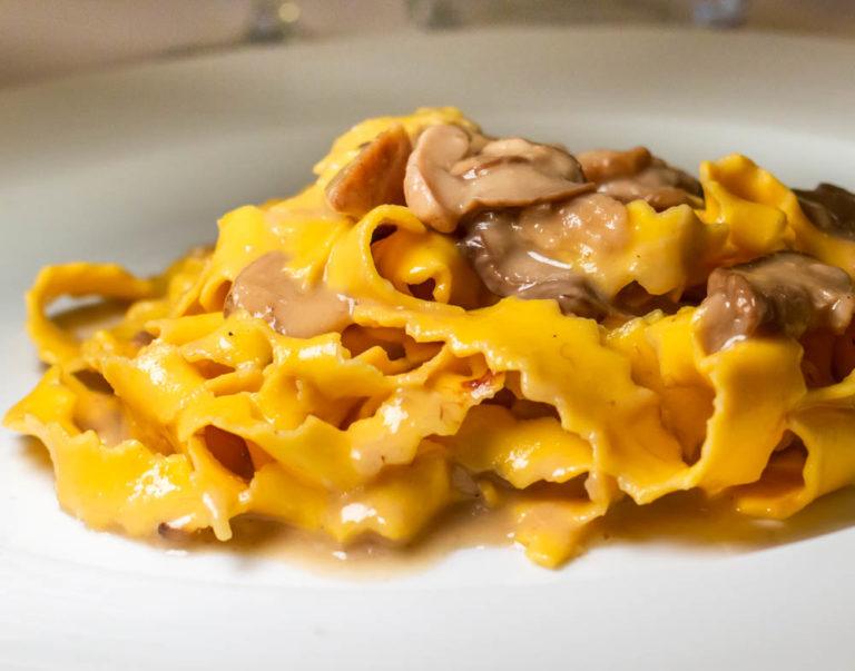 Tortellini with Porcini Mushrooms at Trattoria Ai Due Platani in Parma