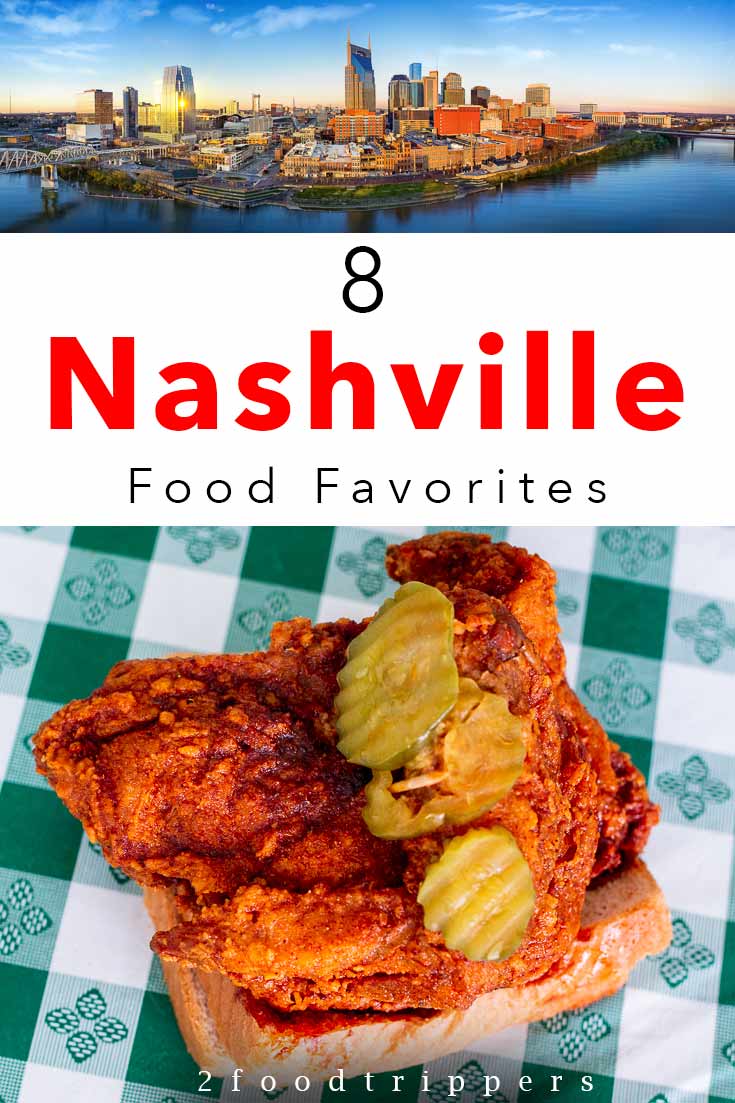 Pinterest image: two images of Nashville with caption reading '8 Portland Food Favorites'