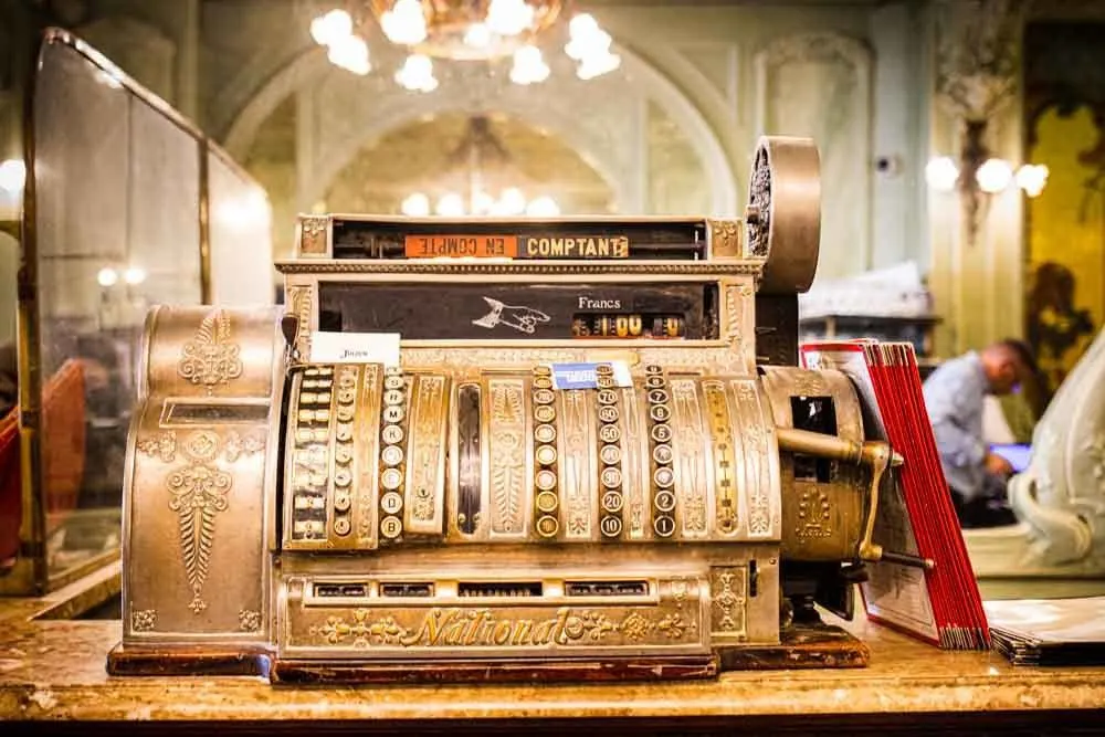 Vintage Cash Register at Bouillon Julien in Paris
