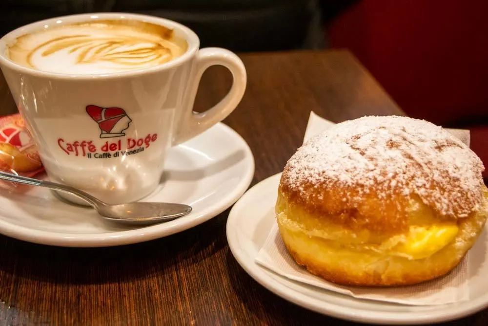 Coffee and Donut at Caffe del Doge in Venice