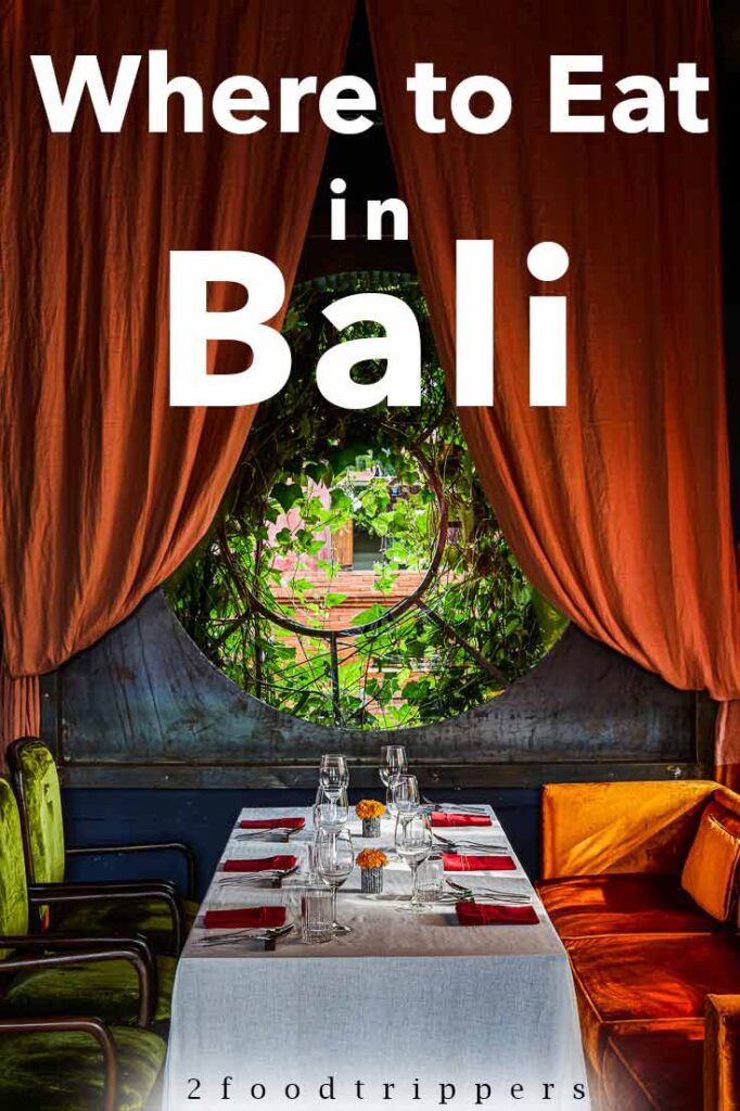 Pinterest image: image of Bali restaurant with caption ‘Where to Eat in Bali”