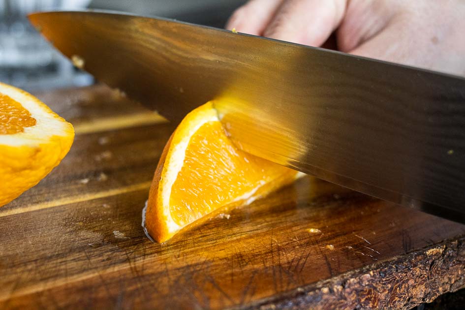 Cutting an Orange Wedge