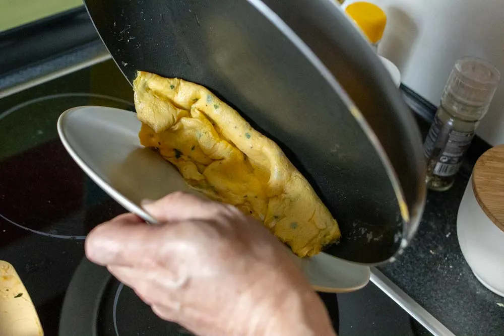Rolling Omelette onto the Plate