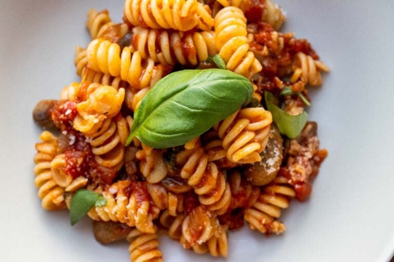 Mushroom Tomato Pasta with Fresh Basil