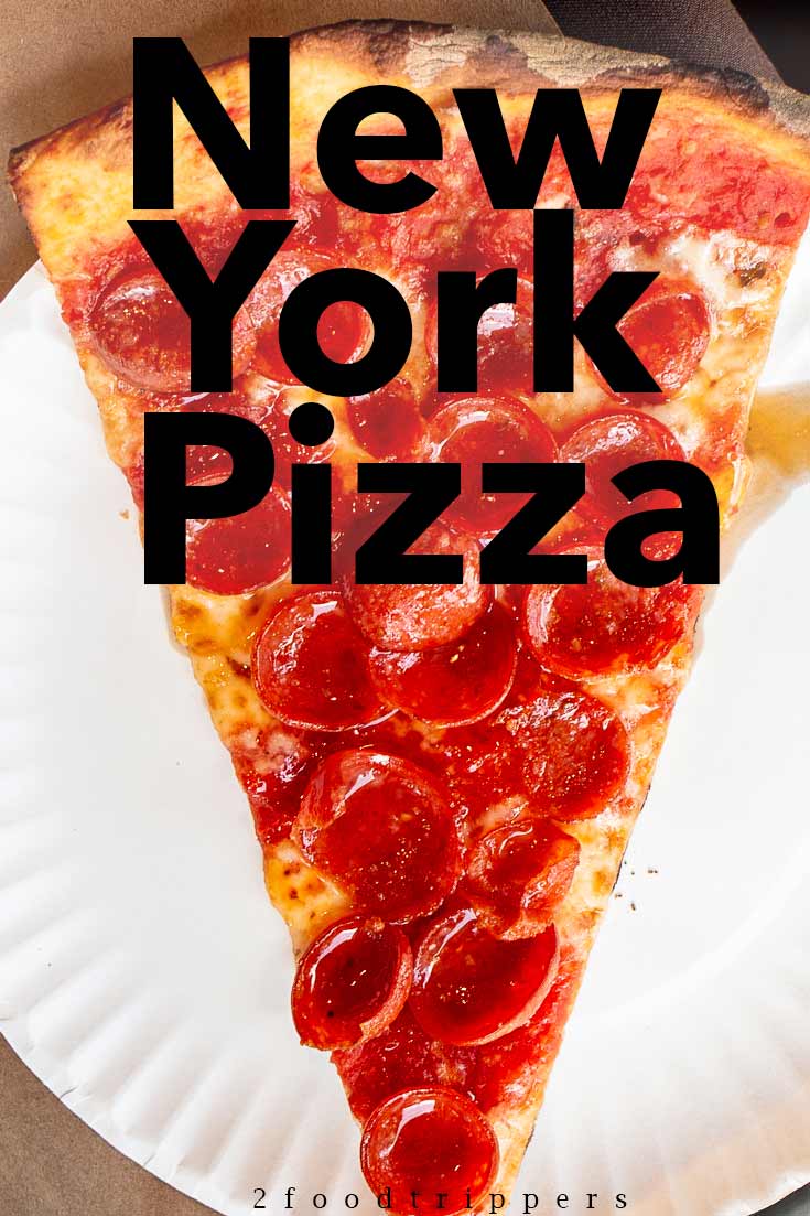 Pinterest image: image of pizza with caption reading 'New York Pizza'