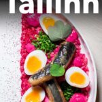 Pinterest image: image of food with caption reading 'Where to Eat in Tallinn'