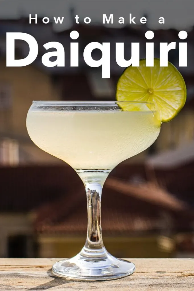 Pinterest image: image of Daiquiri with caption reading 'How to Make a Daiquiri'