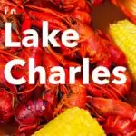Pinterest image: image of seafood with caption reading 'Where to Eat in Lake Charles