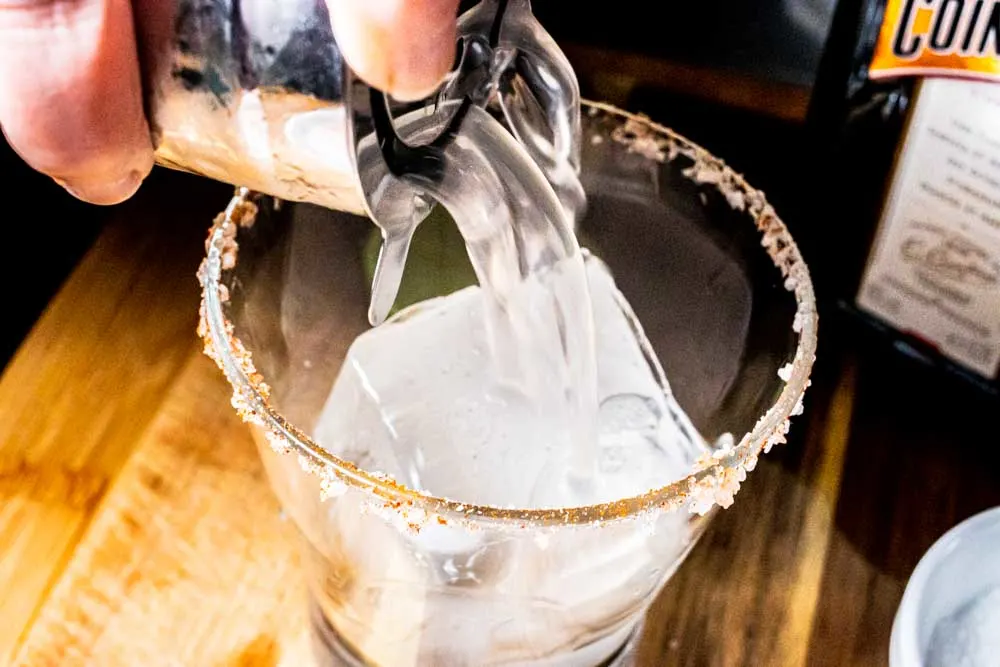 Pouring Spicy Margarita from Shaker
