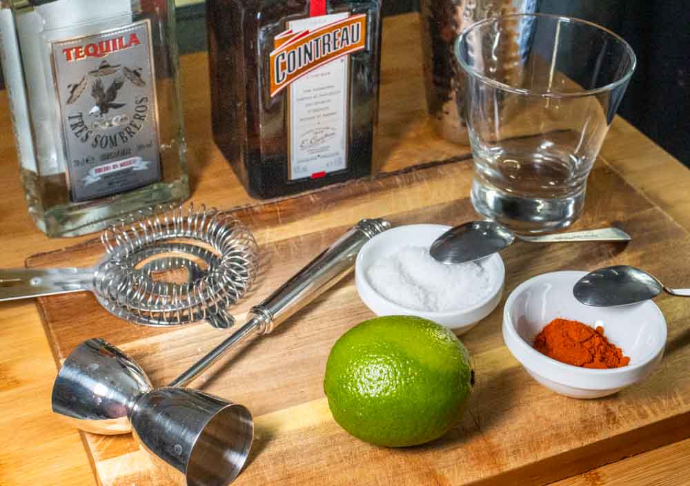 Spicy Margarita Ingredients and Tools