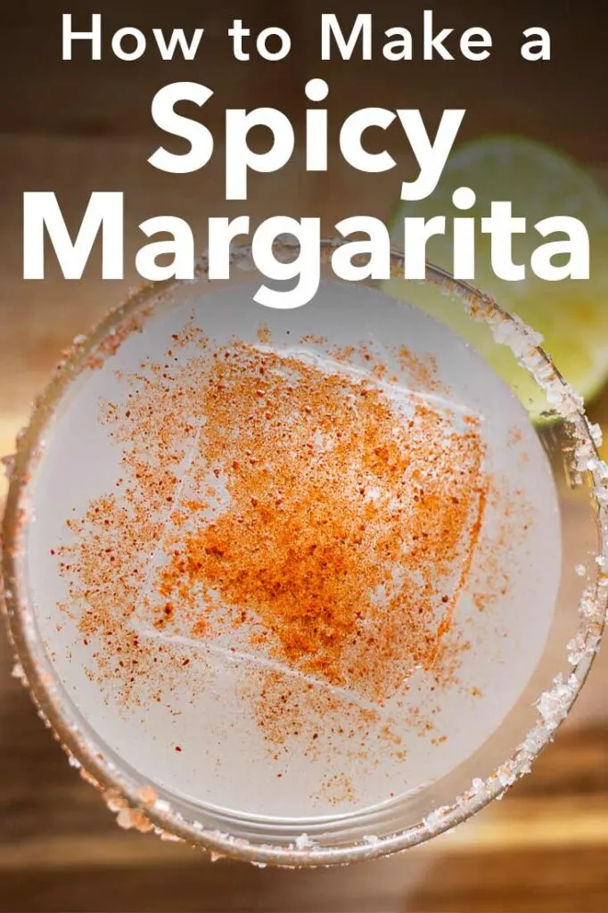 Pinterest image: image of spicy margarita with caption reading "How to Make a Spicy Margarita"