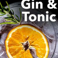 Pinterest image: image of gin and tonic cocktail with caption reading 