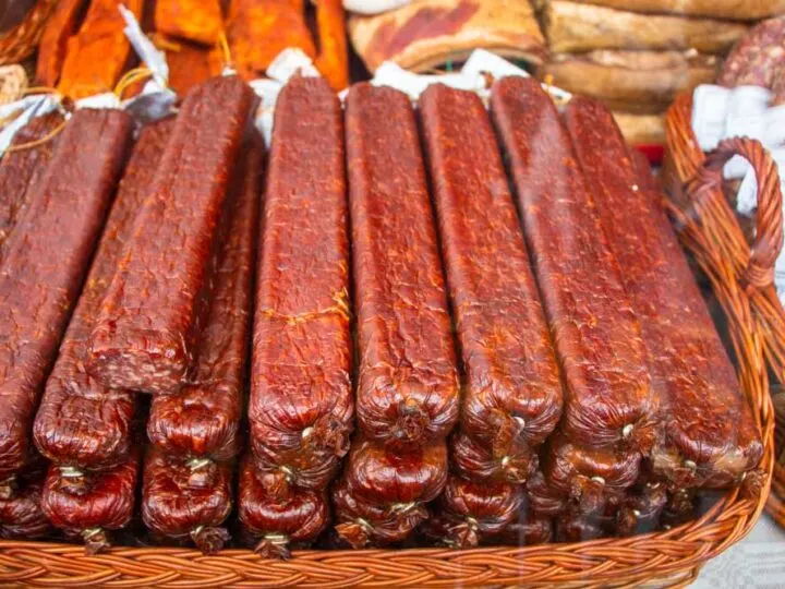 Dried Sausage at Market in Vilnius