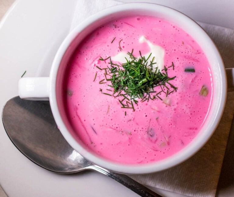 Saltibarsciai Pink Soup at Snekutis in Vilnius