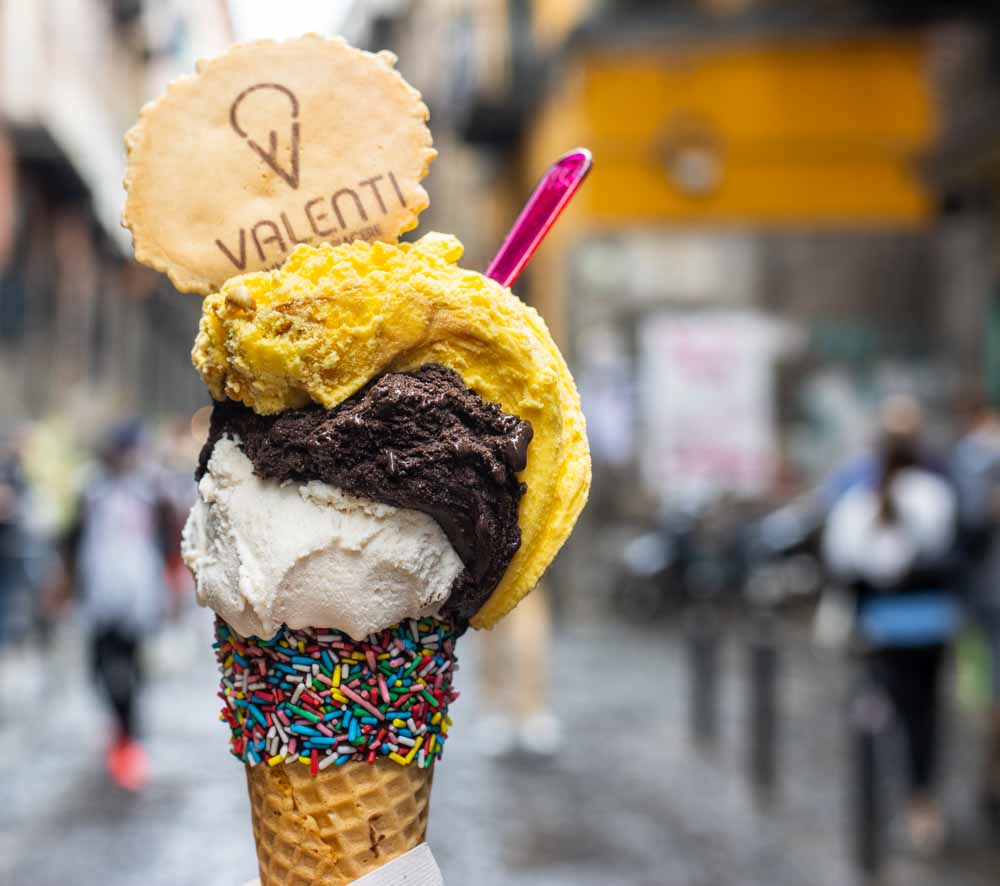 Gelato with Pink Spoon at Valent in Naples Italy
