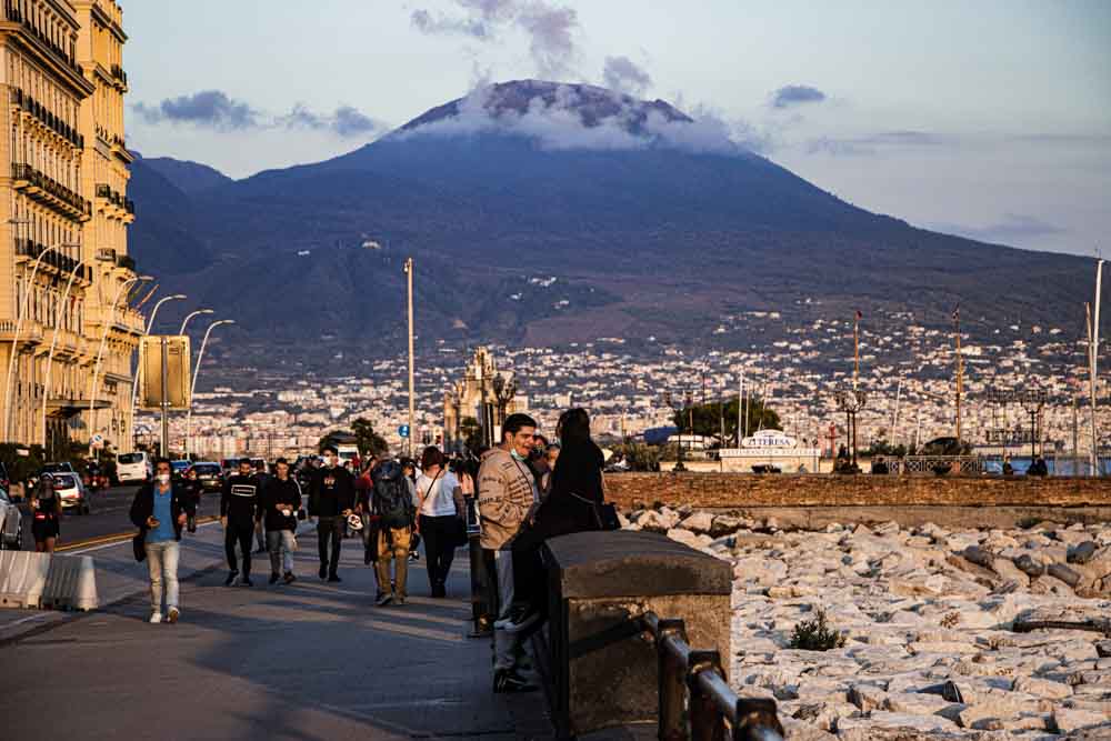 View of Mount Vesuvius in Naples Italy