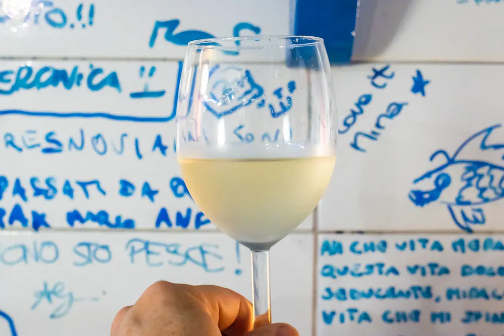 White Wine at Pescheria Mattiucci in Naples
