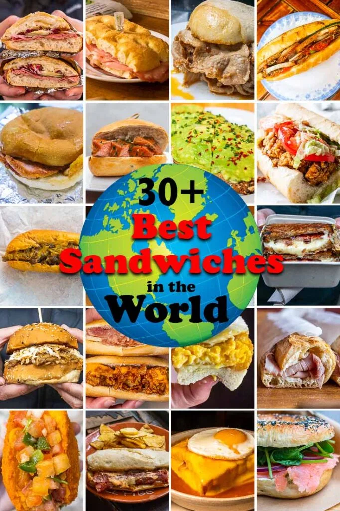Pinterest image:20 images of sandwiches with caption reading '30+ Best Sandwiches in the World'