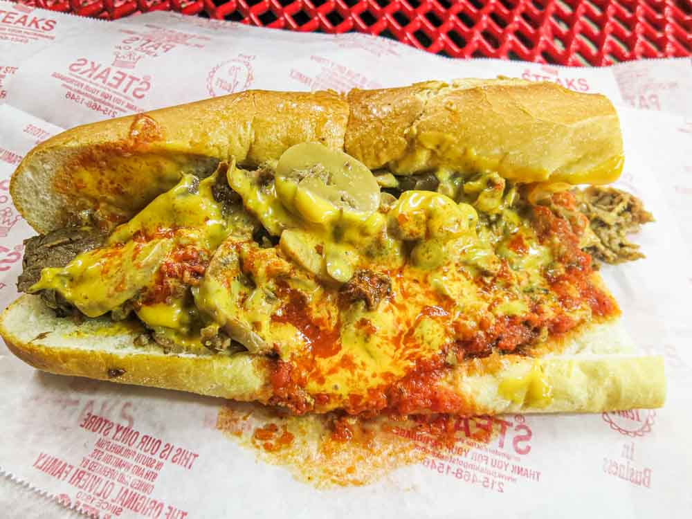 Philly Cheesesteak Loaded at Pats King of Steaks in Philadelphia