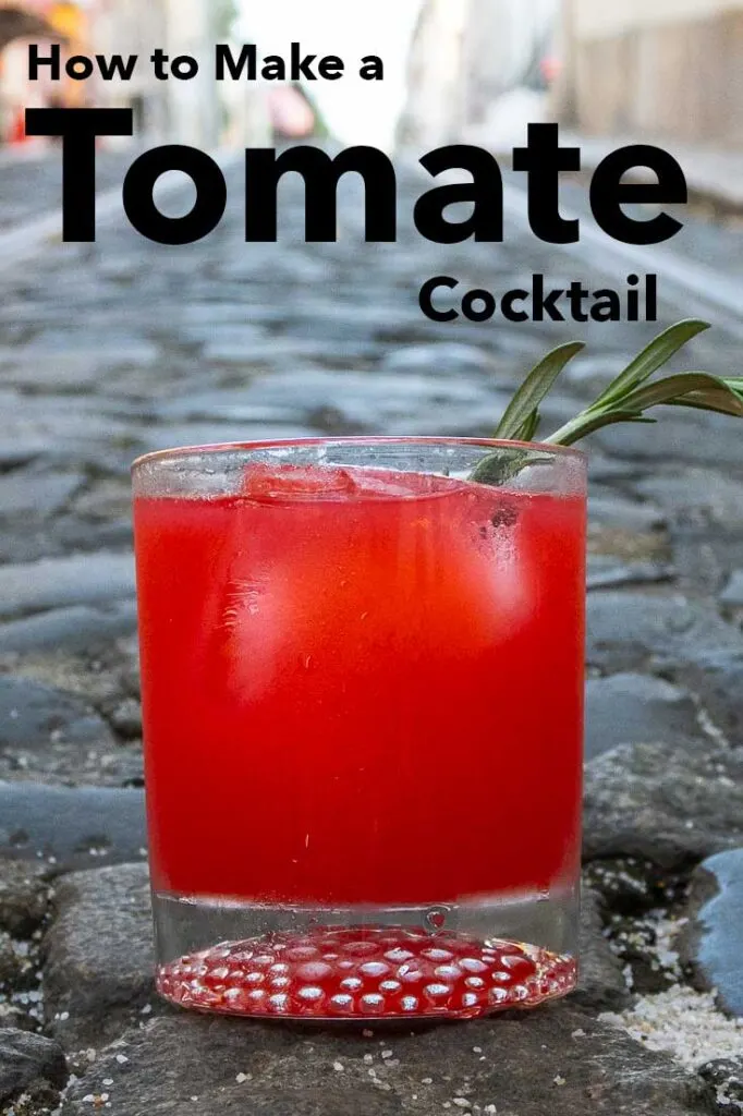 Pinterest image: image of Tomate cocktail with caption reading 'How to Make a Tomate Cocktail'