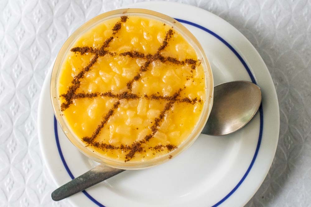 Arroz Doce with Spoon on Plate in Lisbon