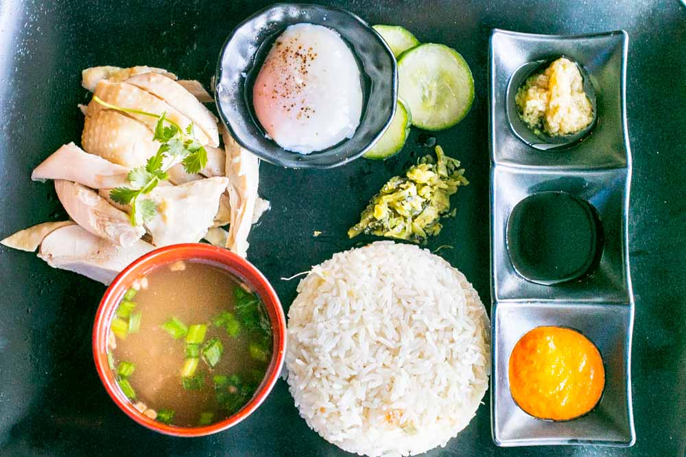 Hainanese Chicken Rice Platter at Flock and Fowl in Las Vegas