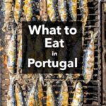 Pinterest image: image of sardines with caption reading "What to Eat in Portugal"
