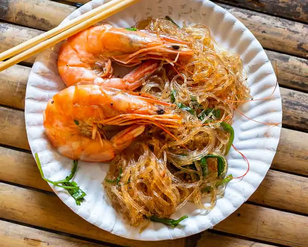 Shrimp and Noodles at Khlong Lad Mayom Floating Market