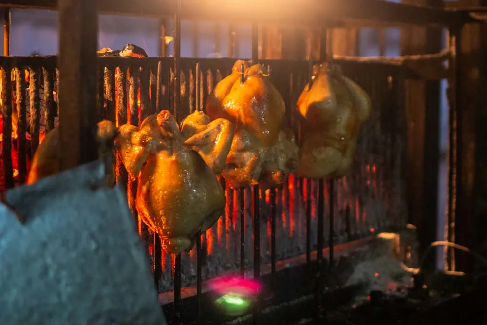 Roasting Chickens at SP Chicken in Chiang Mai