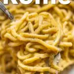 Pinterest image: pasta with caption reading "What to Eat in Rome"