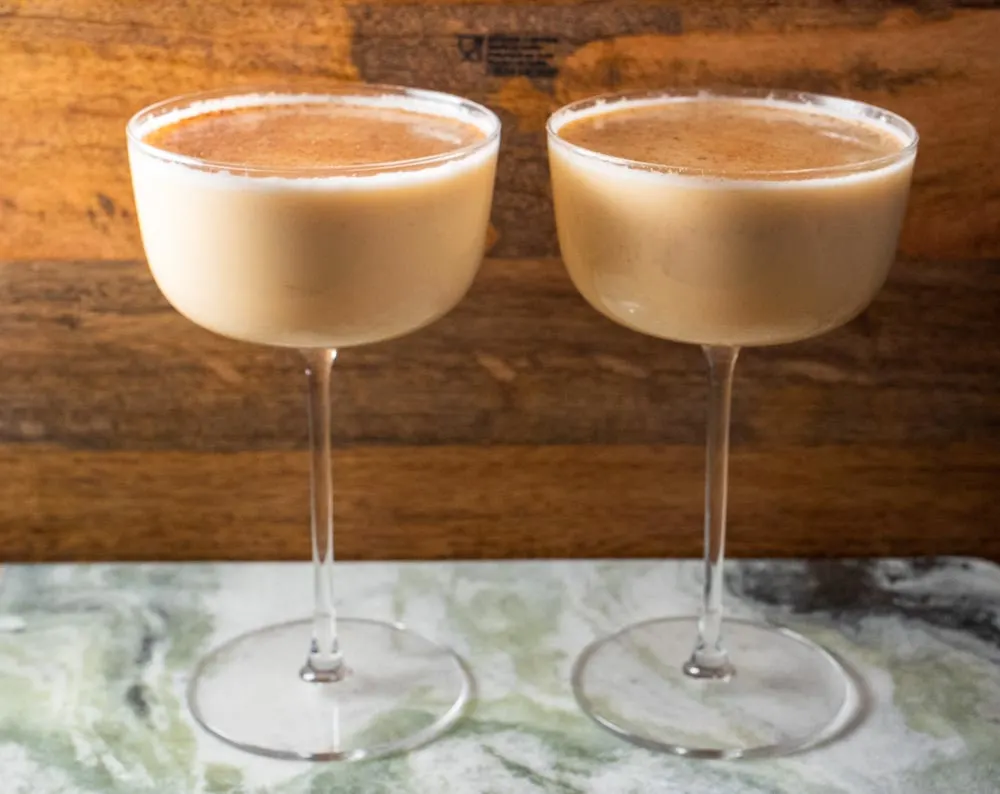 Two Bourbon Eggnogs in Coupes
