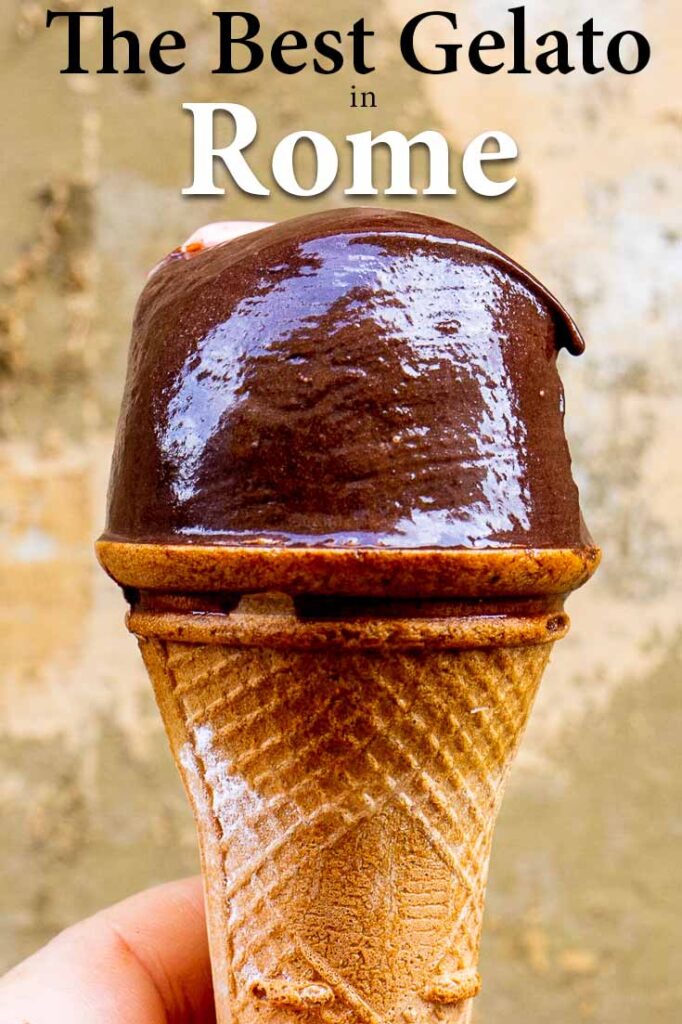 Pinterest image: gelato cone with caption reading "The Best Gelato in Rome"