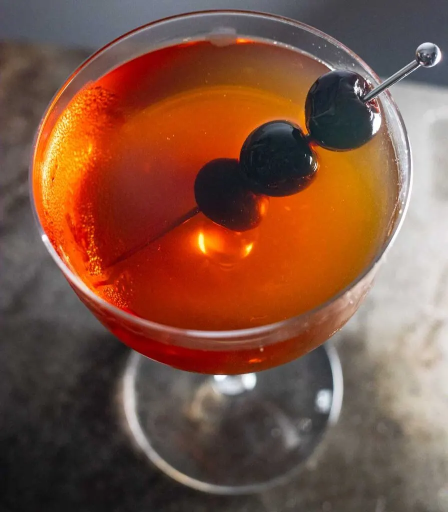 Bourbon Manhattan with Luxardo Cherries