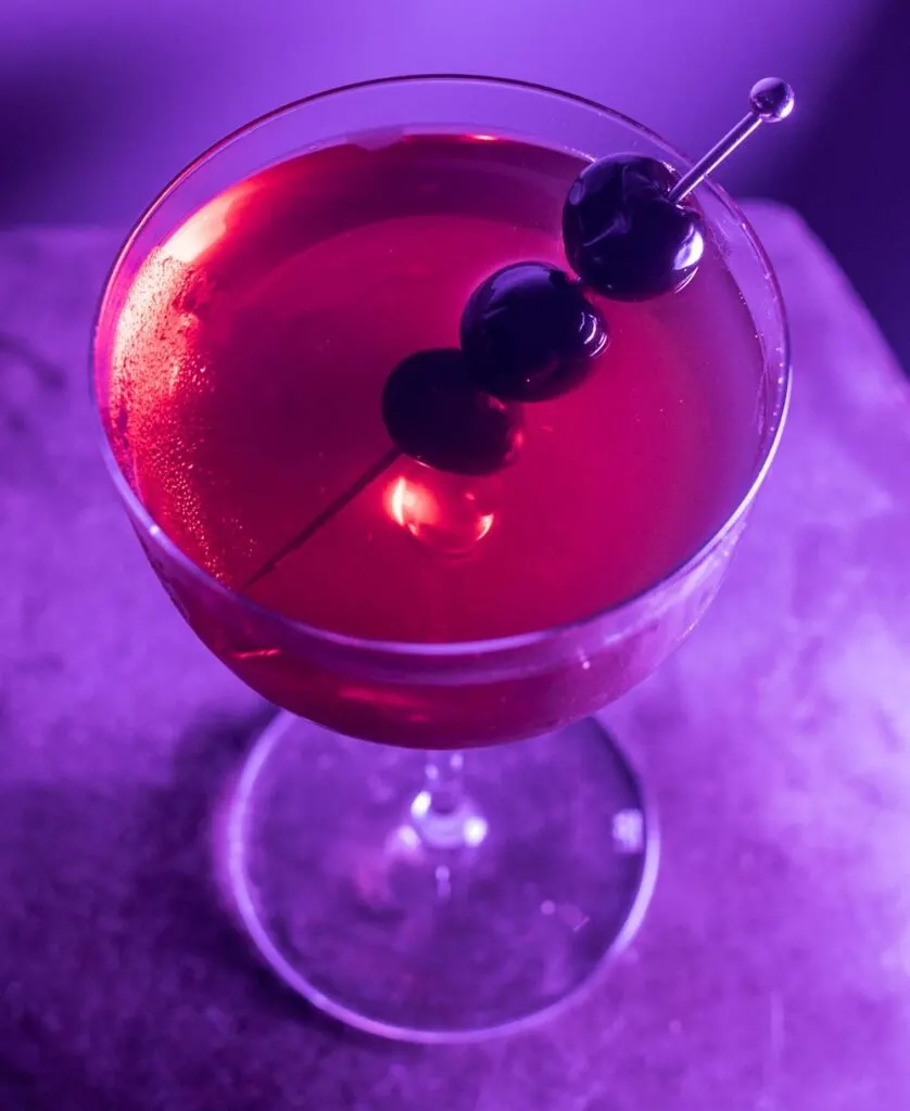 Bourbon Manhattan with Purple Light
