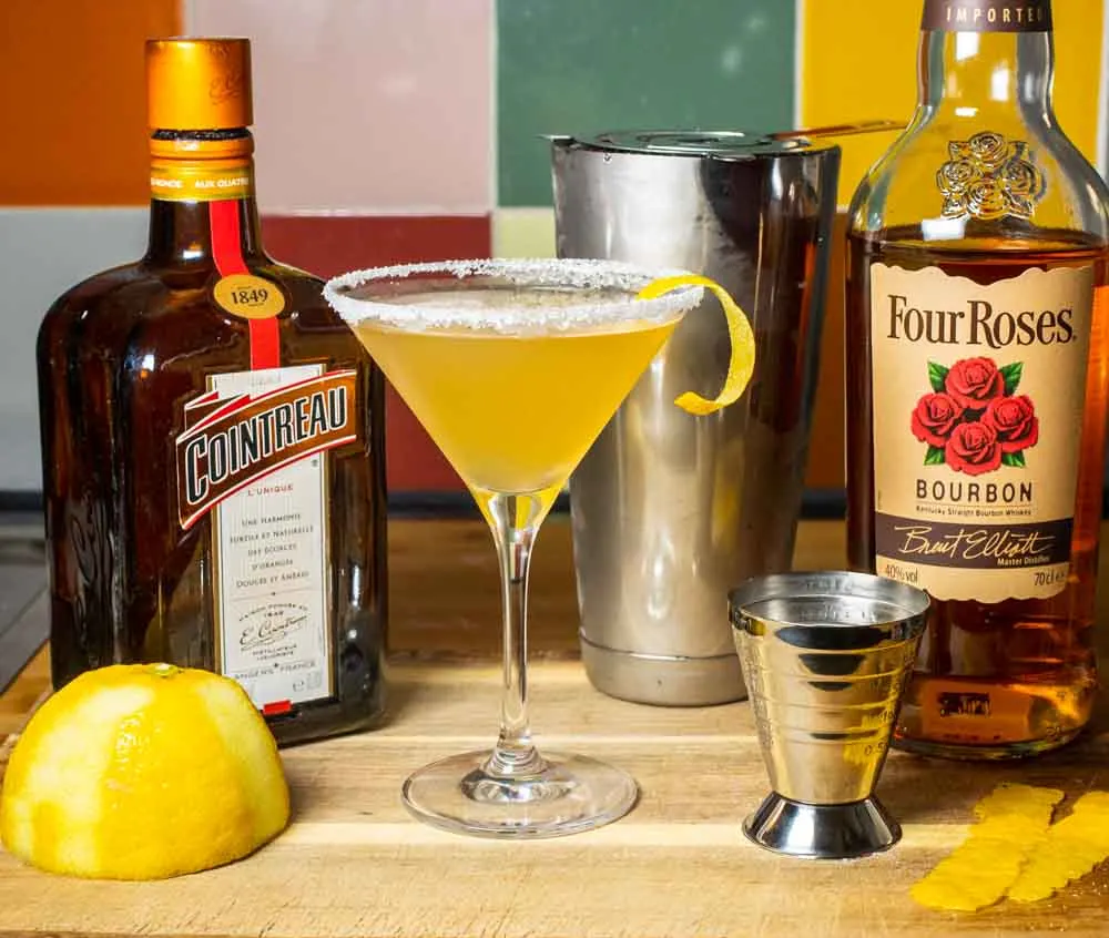 Bourbon Sidecar with Ingredients