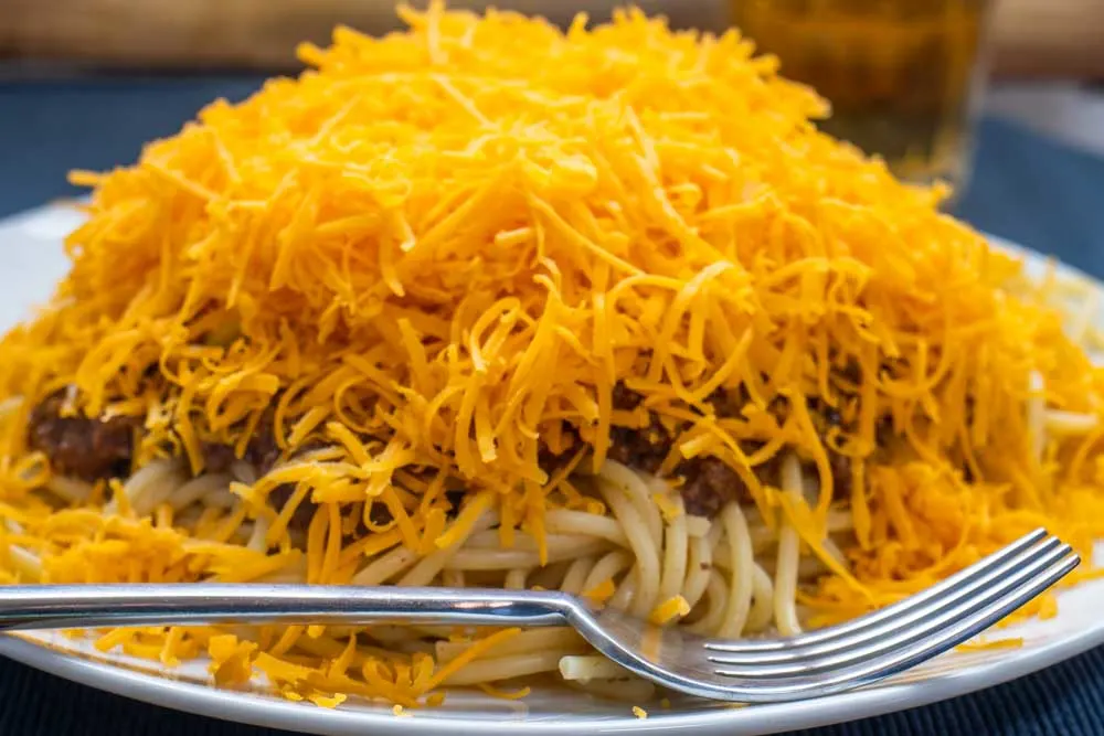 Cincinnati Chili from the Side with Fork