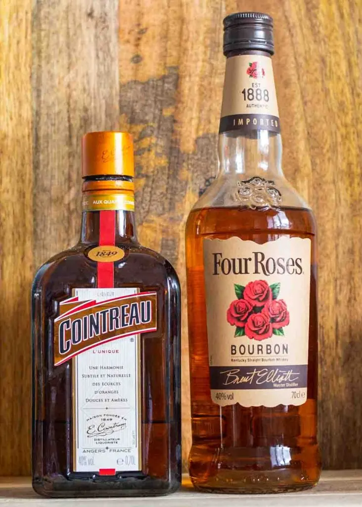 Cointreau and Four Roses Bourbon Bottles