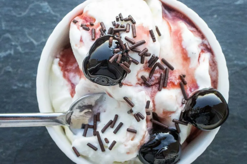 Vanilla Ice Cream with Vanilla Ice Cream and Chocolate Sprinkles