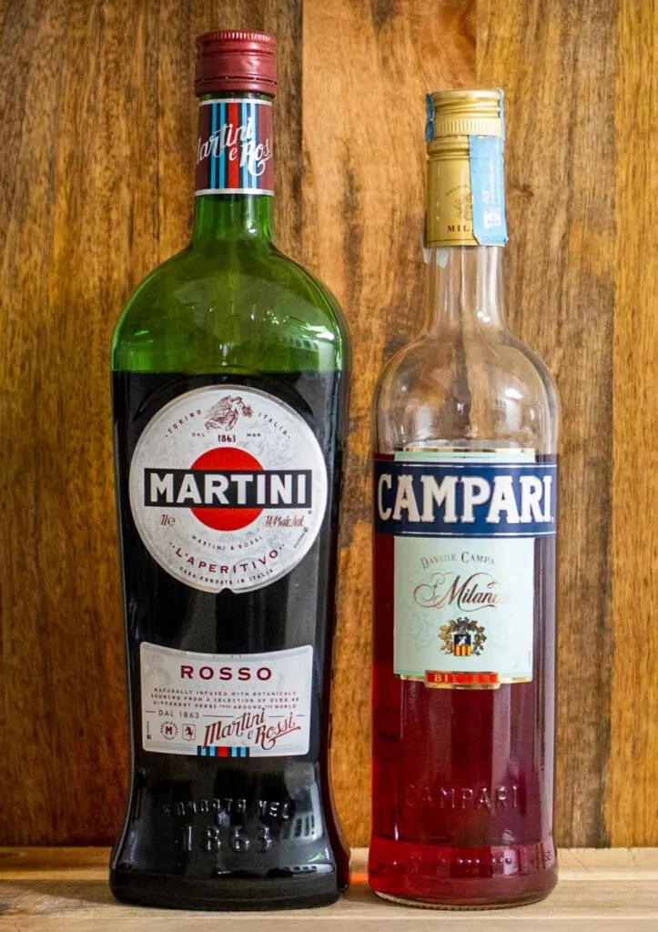 Bottles of Red Vermouth and Campari
