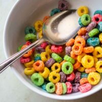 Fruit Loops with Milk in Bowkl
