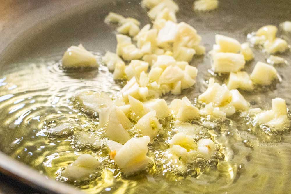 Garlic in Oil in Pan